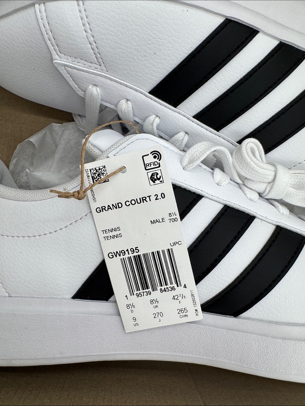 adidas White Sneakers with Black Stripes - Low Top - Picture 6 of 6